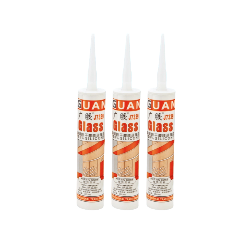 Guangjiao J7339 kiváló minőségű, gyorsan száradó, savasan kikeményedő üvegszilikon tömítőanyag